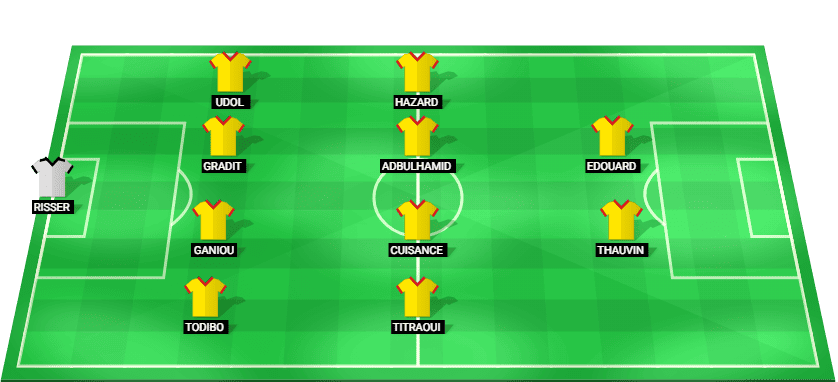 Alineación prevista del Lens para el partido contra el Lyon en Ligue 1.