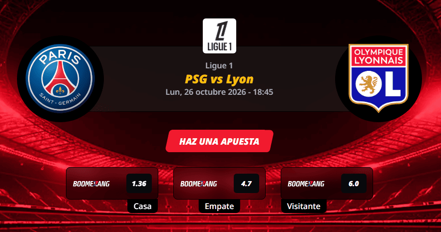 Pronóstico del partido para el PSG vs Lyon partido de la Ligue 1 2026.