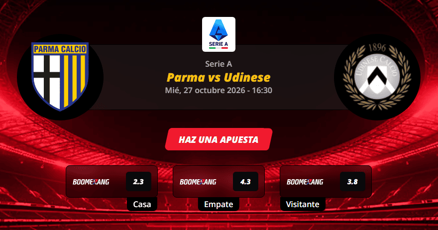 Pronóstico del partido para el Parma vs Udinese partido de la Serie A 2026