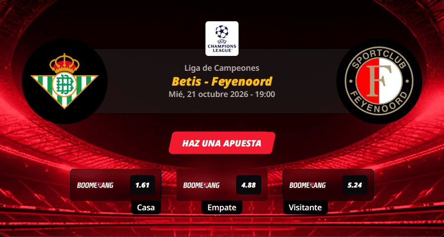 Pronóstico del partido para el Betis vs Feyenoord partido de la Champions League 2026