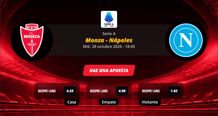 Pronóstico del partido para el Monza vs Nápoles partido de la Serie A 2026