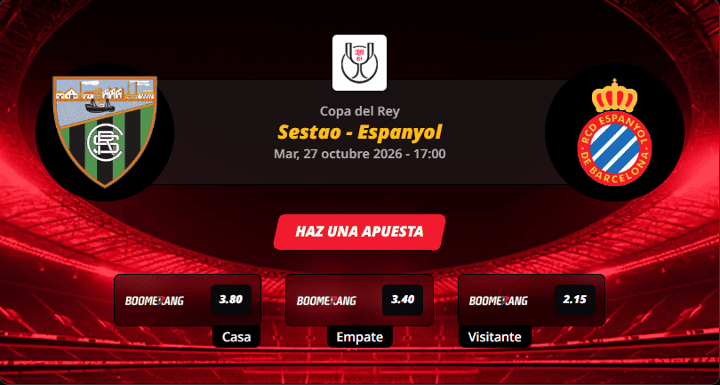 Pronóstico del partido para el Sestao vs Espanyol partido de la Copa del Rey 2026