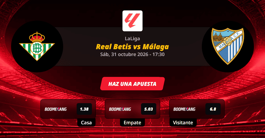 Pronóstico del partido para el Real Betis vs Málaga partido de la LaLiga 2026.