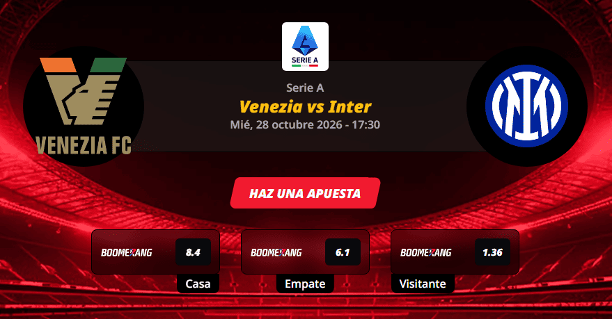 Pronóstico del partido para el Venezia vs Inter partido de la Serie A 2026